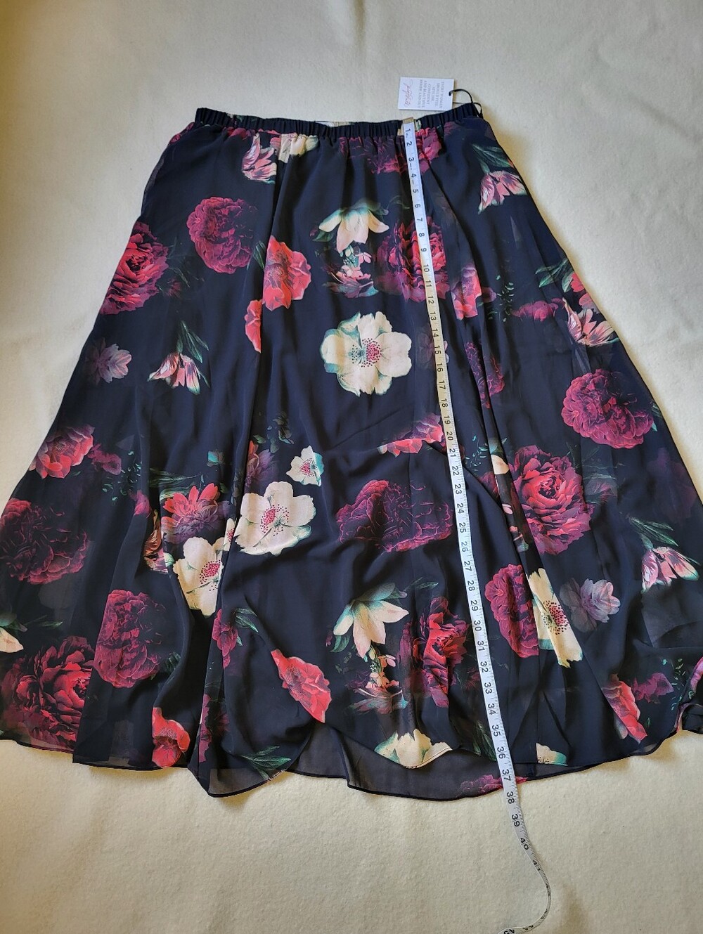 NWT Black Floral Whimsigoth Maxi Skirt Women's Size XL Sheer Layers Lined - Picture 9 of 13